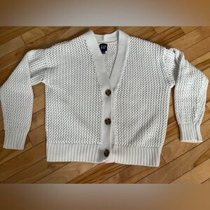 GAP Women's Cream White Knit Button-Front Cardigan Sweater